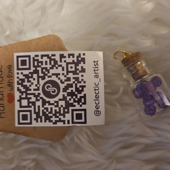 Mini Glass Bottle with Purple Beads - Picture 4 of 17